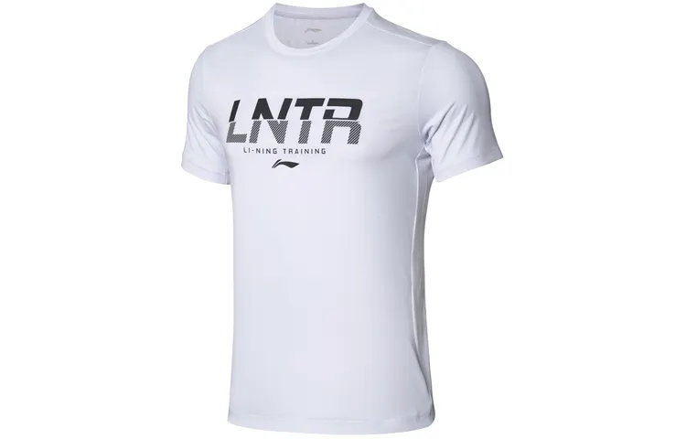 Li Ning T Shirts Men's White Crew Neck Moderate Straight Fit