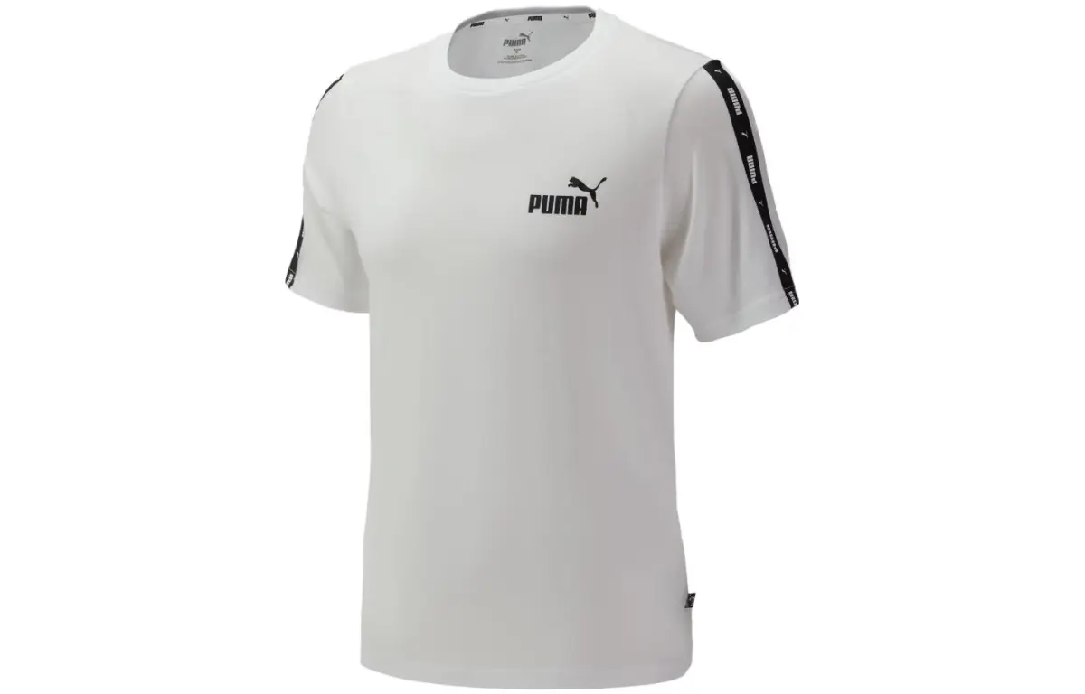 PUMA T-Shirts Men's White Crew Neck Moderate Straight Fit