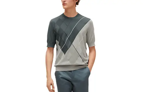 HERMES T Shirts Men's Green Crew Neck Moderate