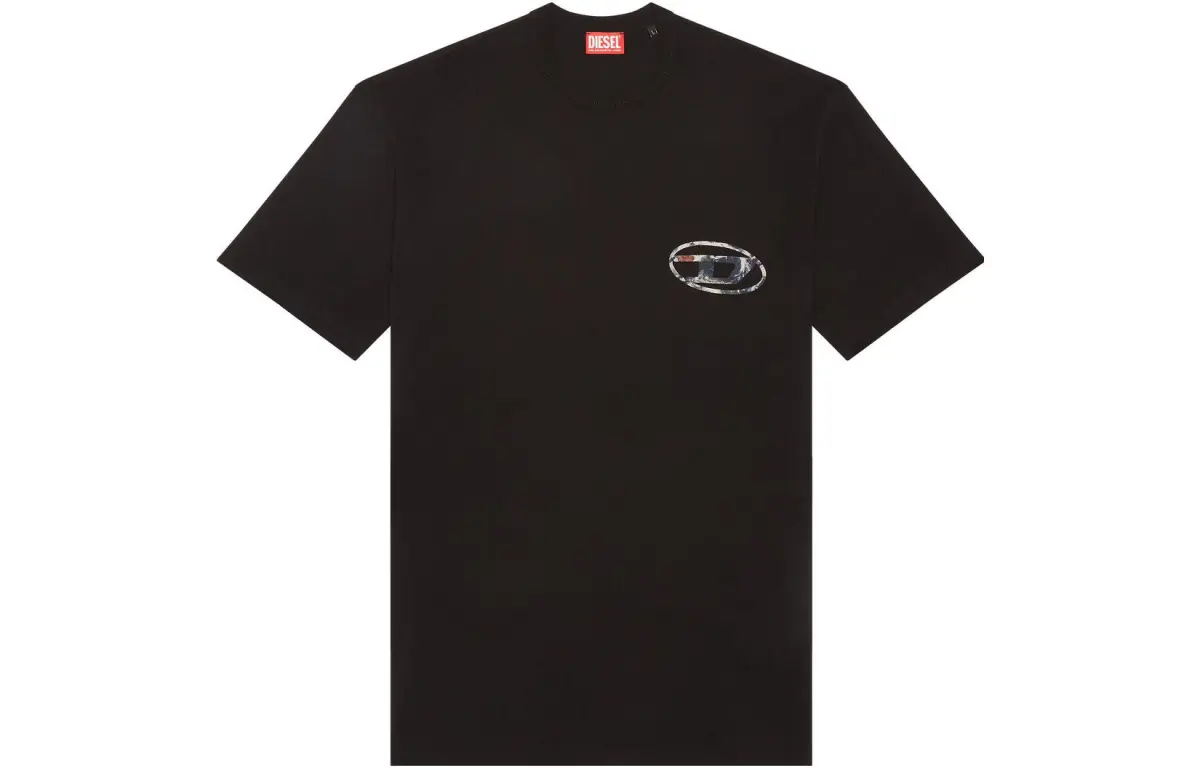 DIESEL T-Shirts Men's Black Crew Neck Thin Straight Fit