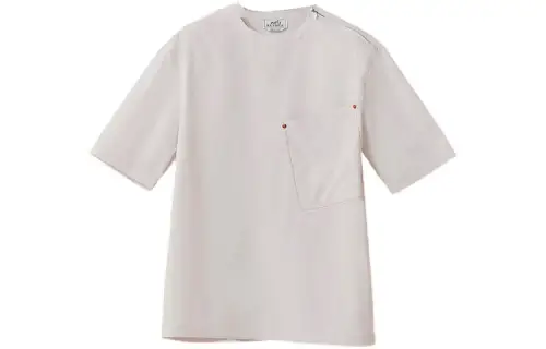 HERMES T Shirts Men's White Crew Neck Moderate Straight Fit