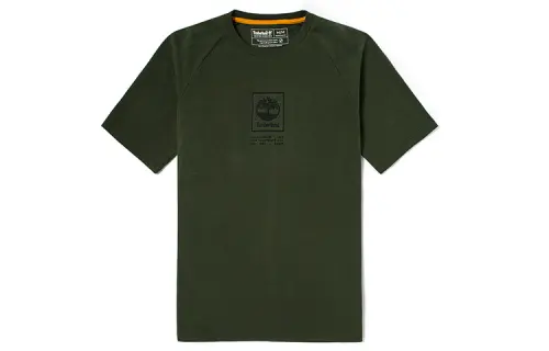 Timberland T Shirts Men's Luggage Bag Green Crew Neck Moderate Straight Fit