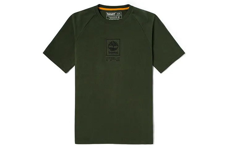 Timberland T Shirts Men's Luggage Bag Green Crew Neck Moderate Straight Fit