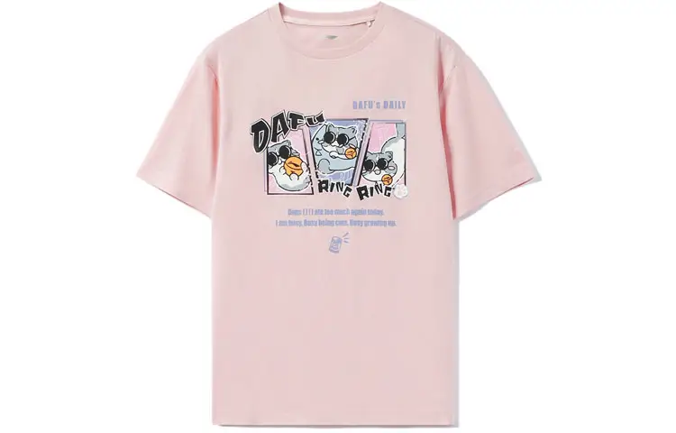 Li Ning Sports Fashion Collection T Shirts Unisex Light Water Pink Crew Neck Moderate Straight Fit