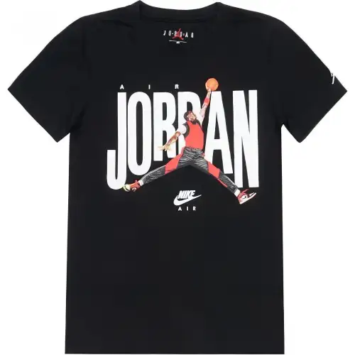 Jordan T Shirts Men's Black Crew Neck Moderate Straight Fit