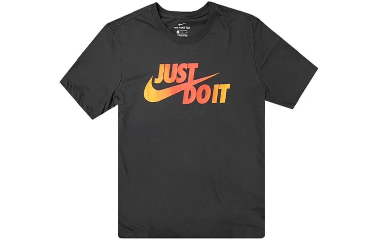 Nike T-Shirts Men's Black Crew Neck Moderate Straight Fit
