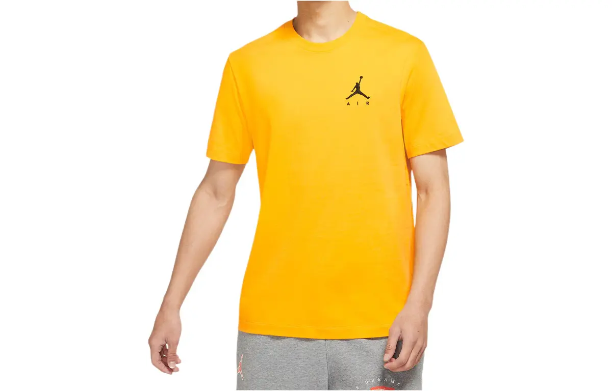 Jordan T-Shirts Men's Yellow Crew Neck Moderate Straight Fit