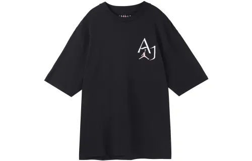 Jordan T Shirts Men's Black Crew Neck Moderate Straight Fit