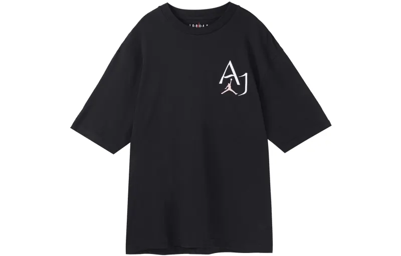 Jordan T Shirts Men's Black Crew Neck Moderate Straight Fit