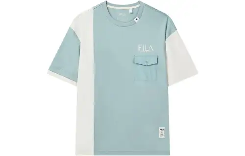 FILA X MIHARA YASUHIRO MIHARA YASUHIRO Collaboration Collection T Shirts Men's Stones Blue Crew Neck Moderate Straight Fit
