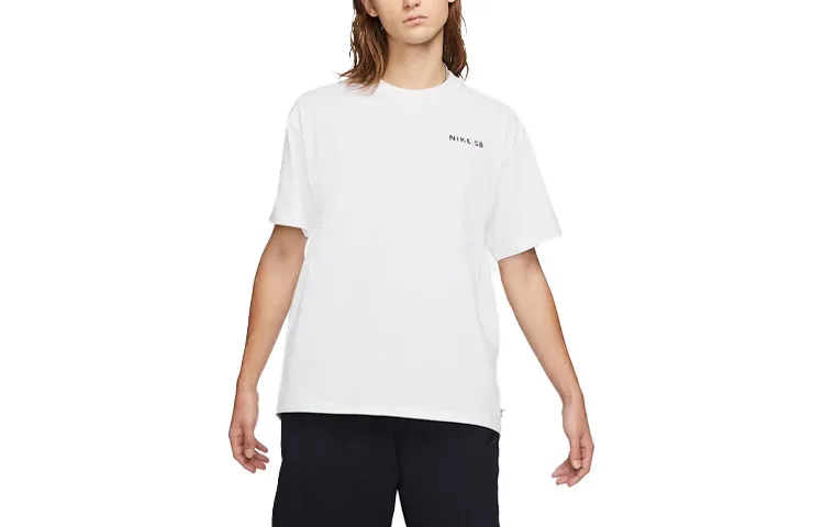 Nike T-Shirts Men's White Crew Neck Moderate Straight Fit