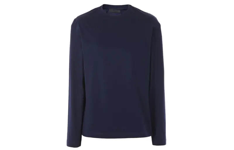 PRADA T Shirts Men's Dark Blue Crew Neck Moderate Straight Fit