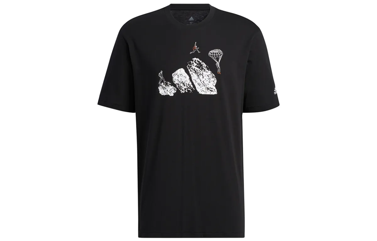 Adidas T-Shirts Men's Black Crew Neck Moderate Straight Fit