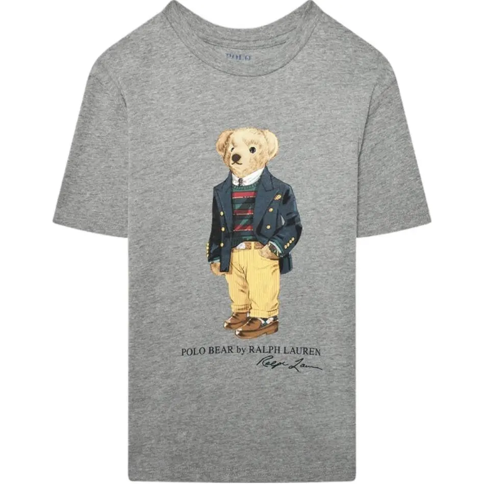 Polo Ralph Lauren Polo Bear T-Shirts Men's Gray Crew Neck Moderate Straight Fit