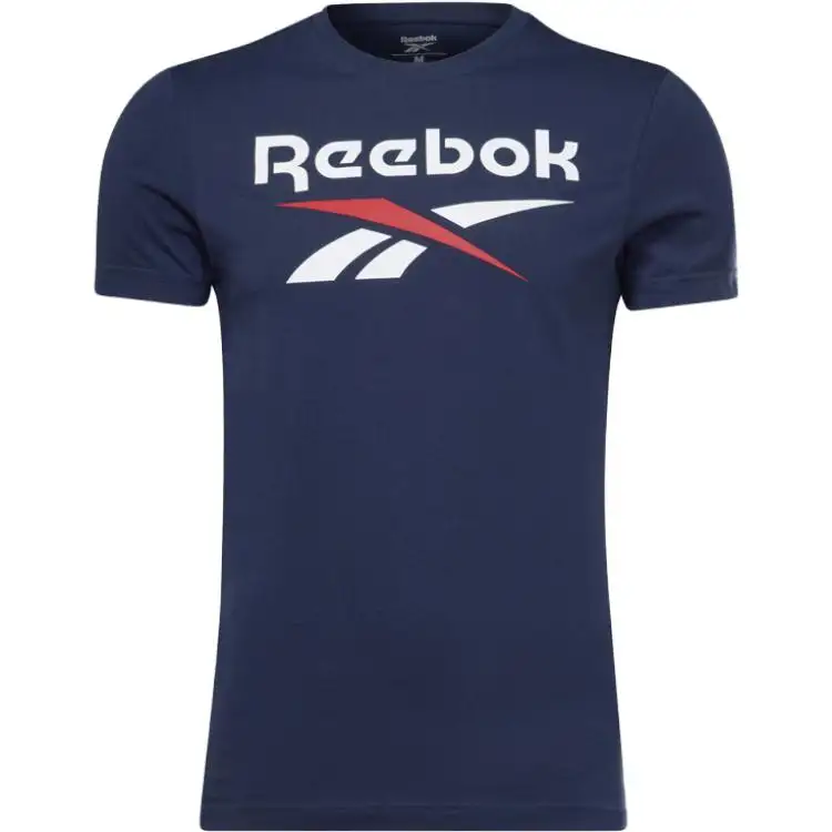 Reebok T Shirts Men's Navy Blue Crew Neck Moderate Straight Fit