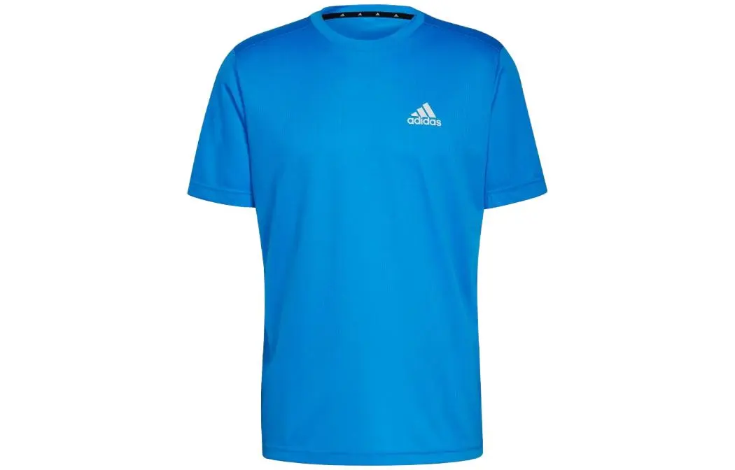 Adidas T-Shirts Men's Blue Crew Neck Moderate Straight Fit