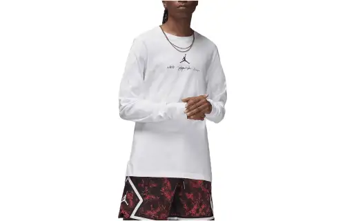 Jordan T Shirts Men's White Crew Neck Moderate Straight Fit