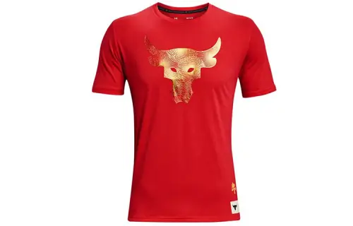 Under Armour Project T Shirts Men's Red Crew Neck Moderate Straight Fit