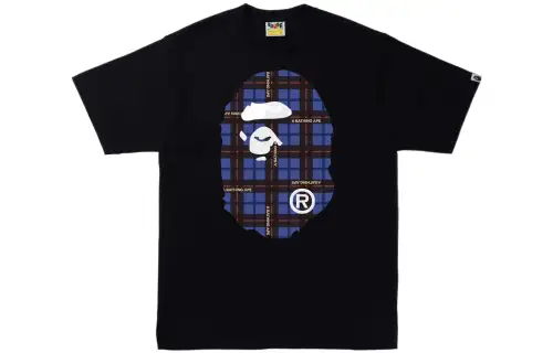 Bape Logo Check Big Ape Head Tee