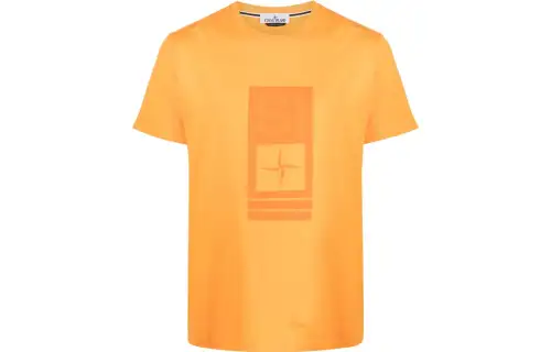 STONE ISLAND T Shirts Men's Yellow Crew Neck Moderate Straight Fit
