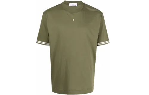 STONE ISLAND T Shirts Men's Green Crew Neck Moderate Straight Fit