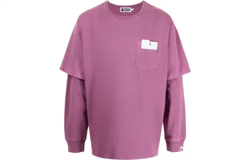 A BATHING APE T Shirts Men's Purple Crew Neck Moderate Mock Two Piece