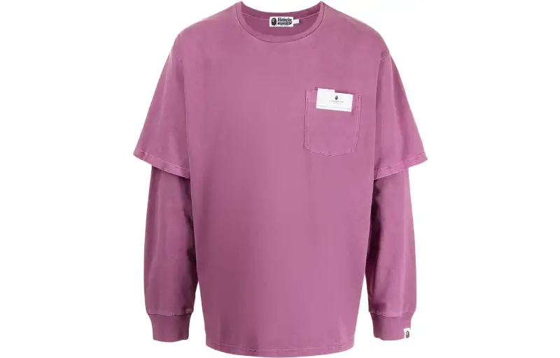 A BATHING APE T Shirts Men's Purple Crew Neck Moderate Mock Two Piece