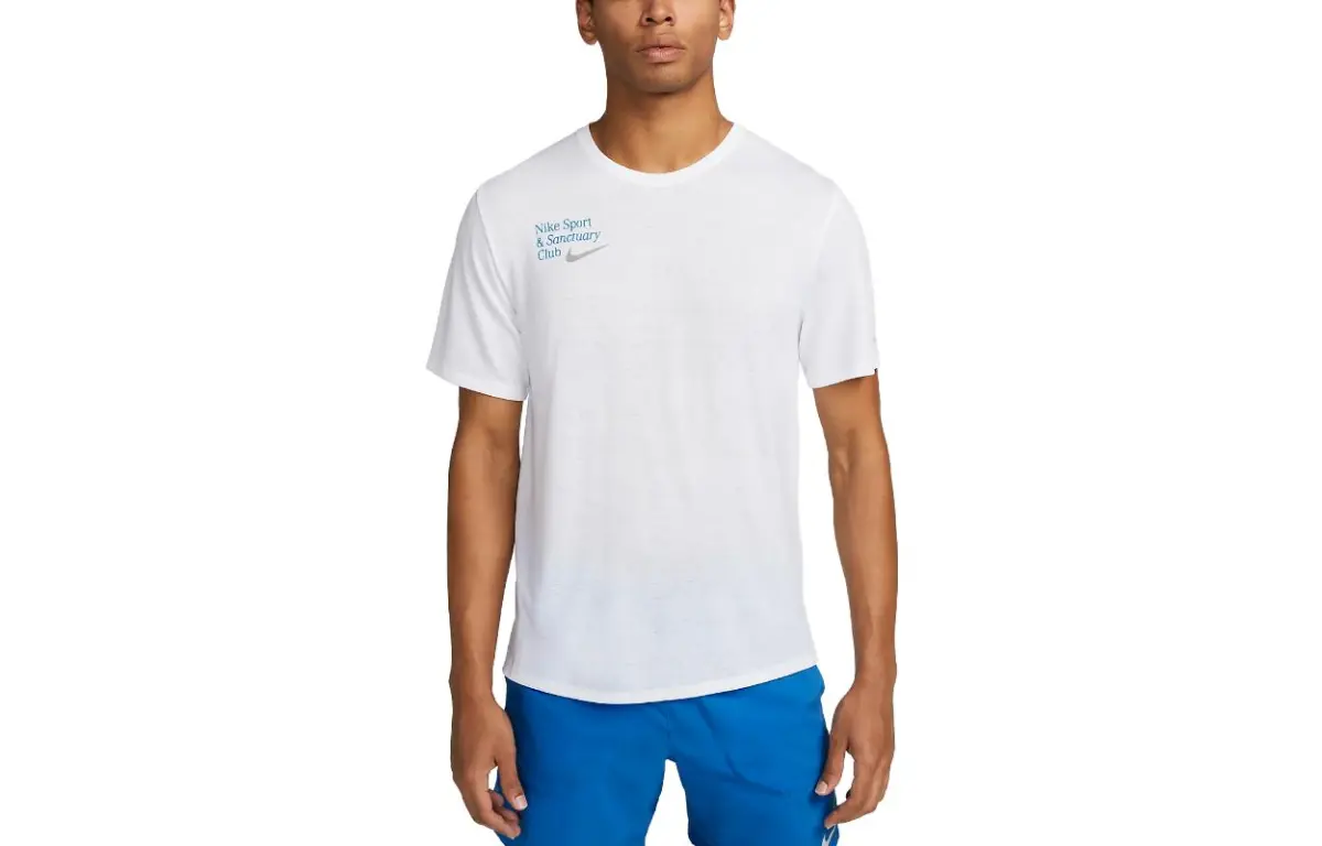 Nike T-Shirts Men's White Crew Neck Moderate Straight Fit