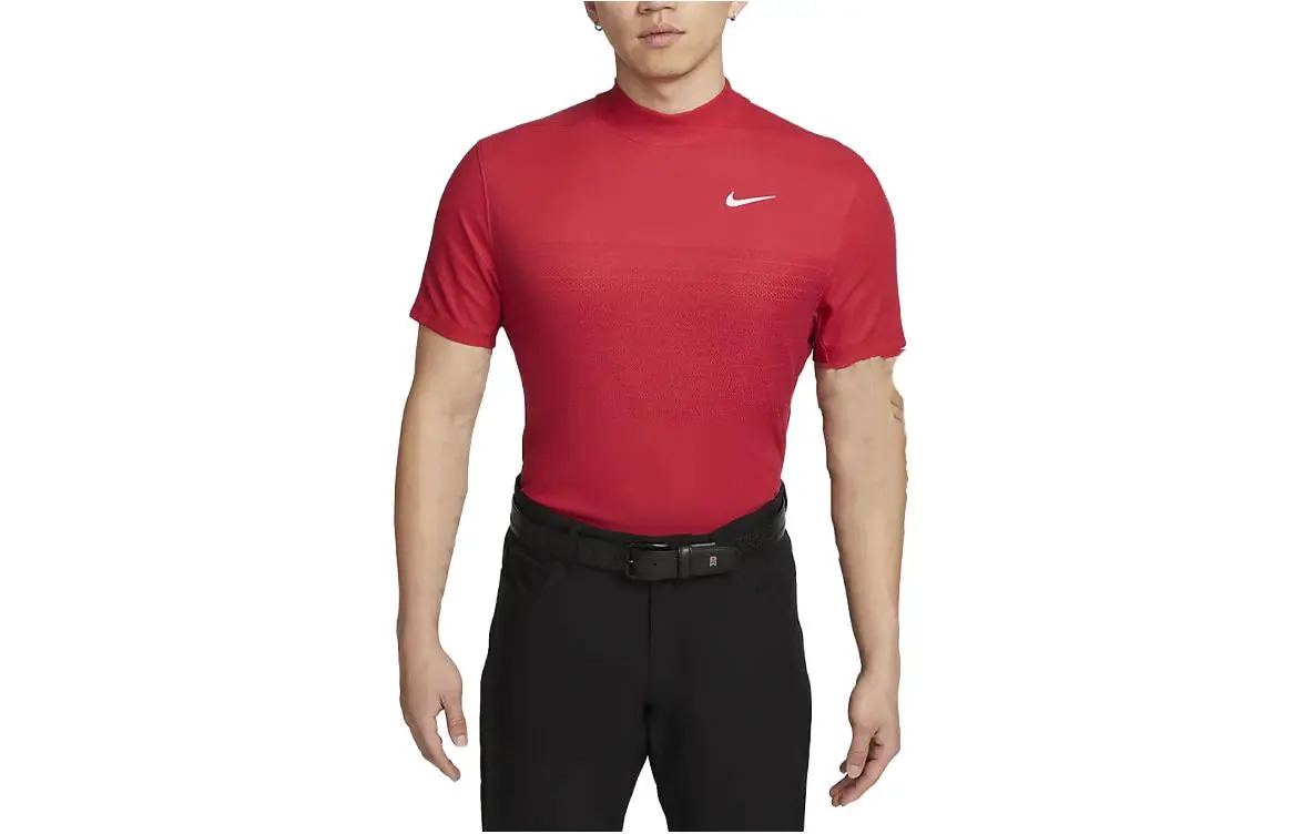 Nike T-Shirts Men's Red Crew Neck Moderate Straight Fit