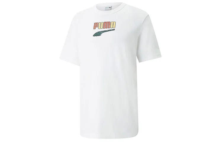 PUMA T-Shirts Men's White Crew Neck Moderate Straight Fit