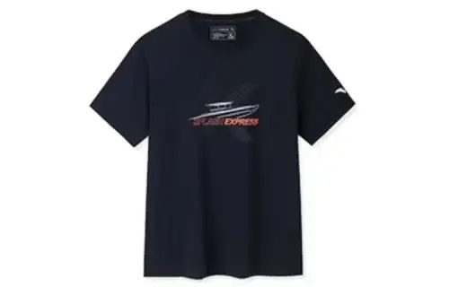 ANTA T Shirts Men's Black Crew Neck Moderate Straight Fit