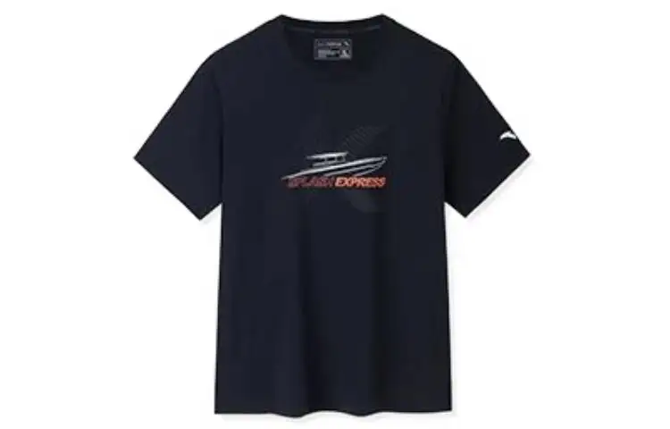 ANTA T Shirts Men's Black Crew Neck Moderate Straight Fit