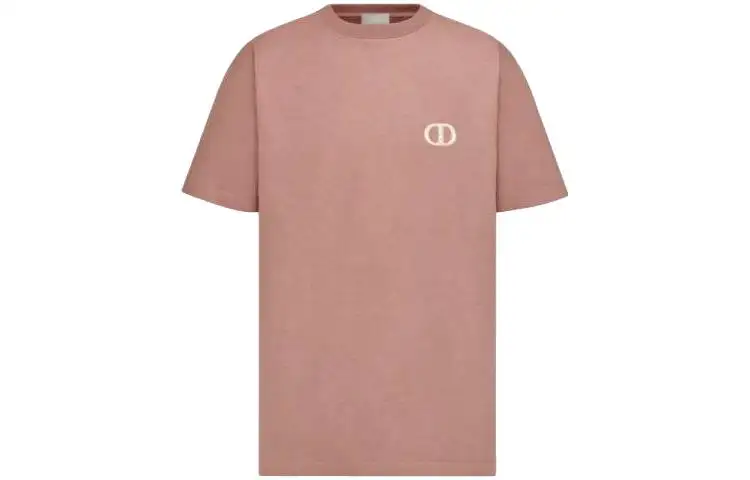 DIOR T Shirts Men's Pink Crew Neck Moderate