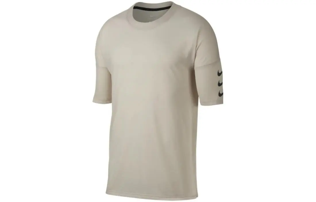 Nike T-Shirts Men's Ecru Crew Neck Moderate Straight Fit