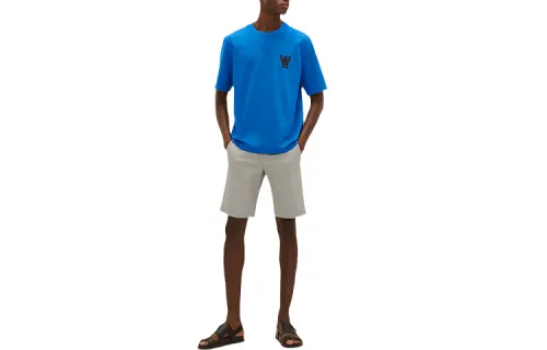 HERMES T Shirts Men's Blue Crew Neck Moderate Straight Fit