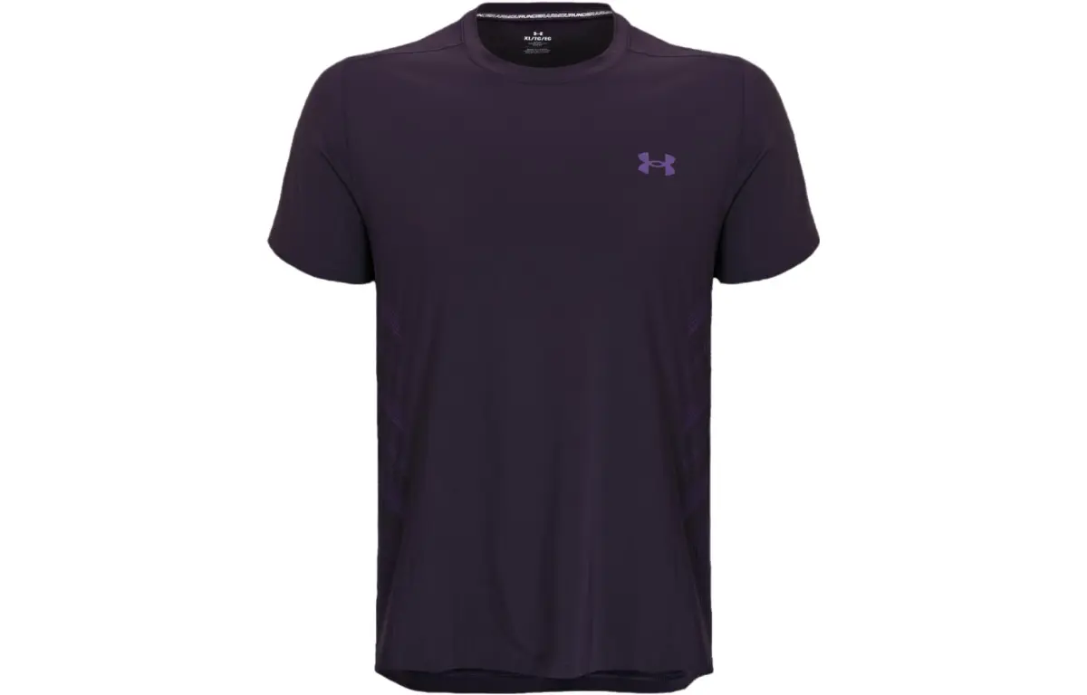 Under Armour T-Shirts Men's Formal Wear Purple Crew Neck Moderate Straight Fit
