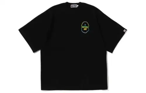 A BATHING APE T Shirts Men's Black Crew Neck Moderate Straight Fit