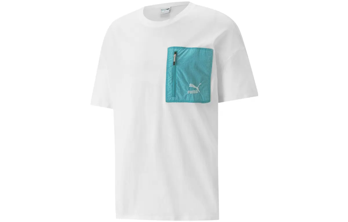 PUMA T-Shirts Men's White Crew Neck Moderate Straight Fit