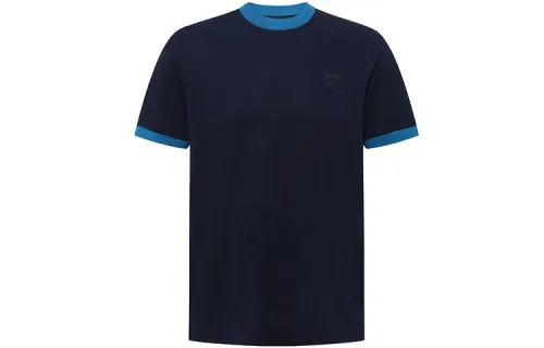 PRADA T Shirts Men's Navy Blue Crew Neck Moderate Straight Fit