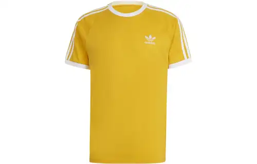 Adidas originals ADICOLOR CLASSICS Logo printed striped round neck pullover straight short-sleeved T-shirt men's yellow