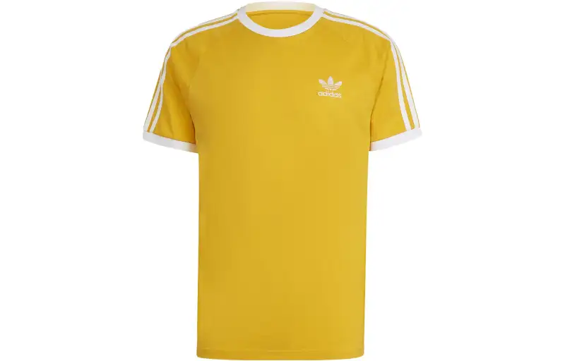 Adidas originals ADICOLOR CLASSICS Logo printed striped round neck pullover straight short-sleeved T-shirt men's yellow