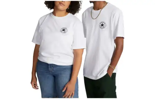 Converse T Shirts Unisex White Crew Neck Moderate Straight Fit