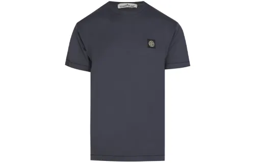 STONE ISLAND T Shirts Unisex Navy Blue Crew Neck Moderate