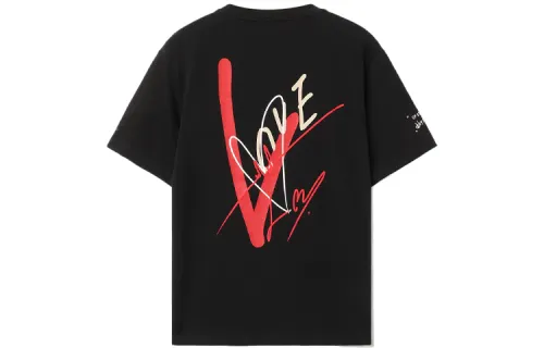 Li Ning Sports Fashion Collection T Shirts Unisex Black Crew Neck Moderate Straight Fit