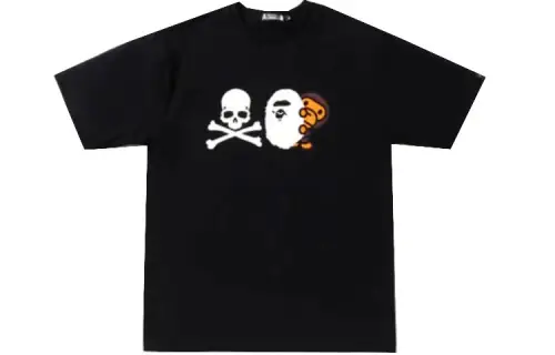 A BATHING APE X mastermind JAPAN joint model BAPE KIDS® x MMJ joint series SS22 cartoon printed pattern round neck cotton short-sleeved T-shirt for men