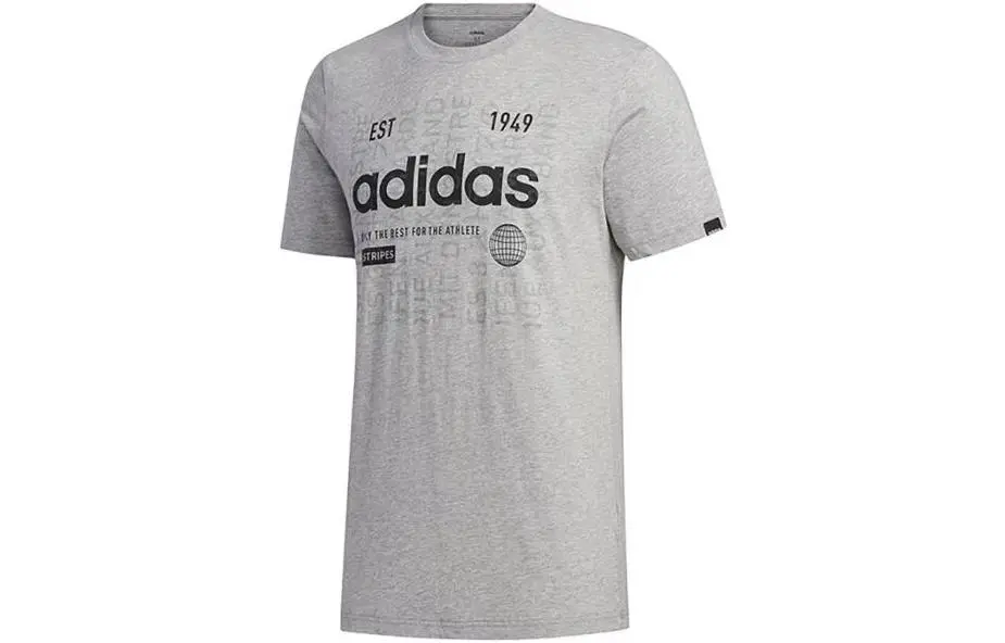 Adidas T-Shirts Men's Gray Crew Neck Moderate Straight Fit