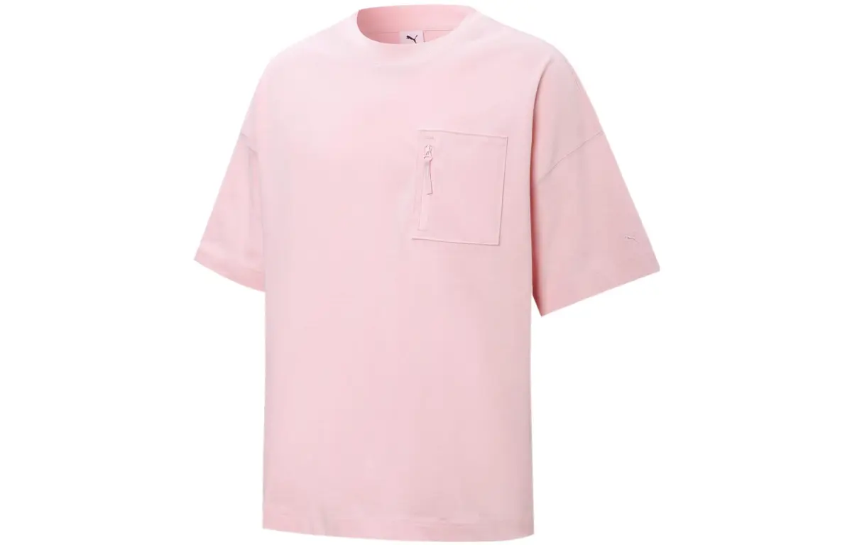PUMA MMQ T-Shirts Unisex Pink Crew Neck Moderate Straight Fit