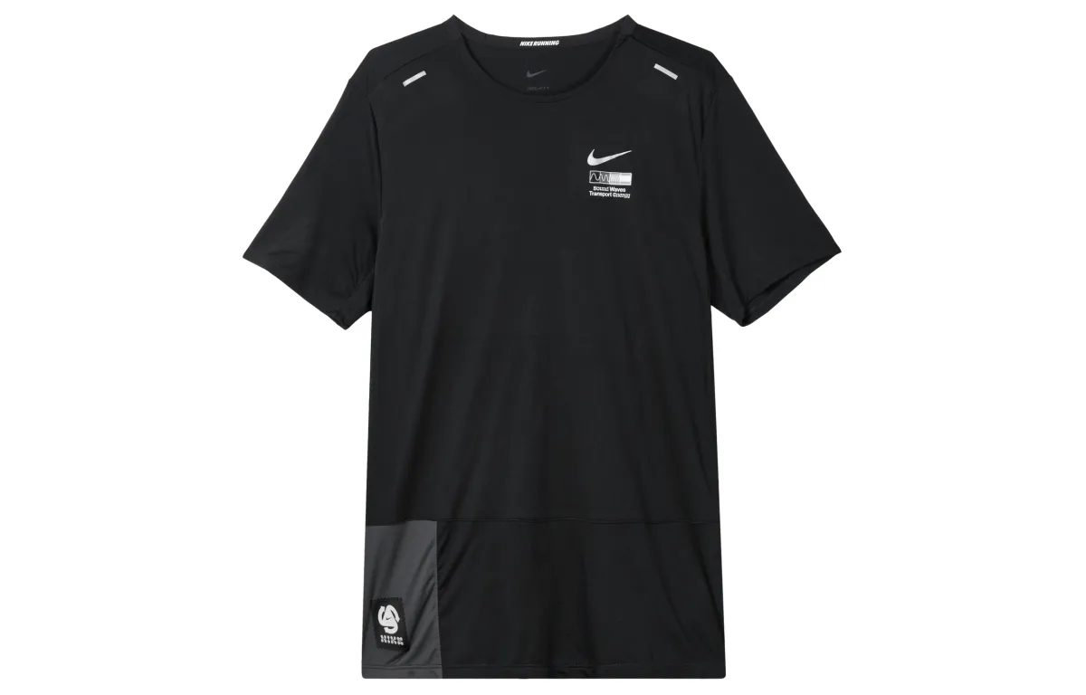 Nike T-Shirts Men's Black Crew Neck Moderate Straight Fit