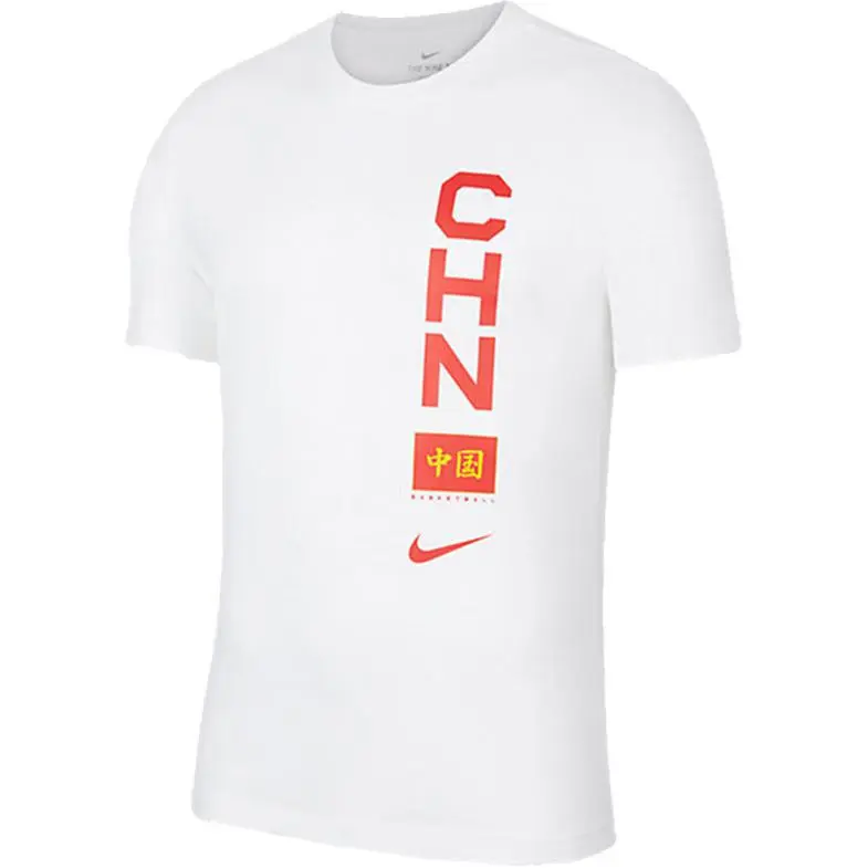 Nike T-Shirts Men's White Crew Neck Moderate Straight Fit