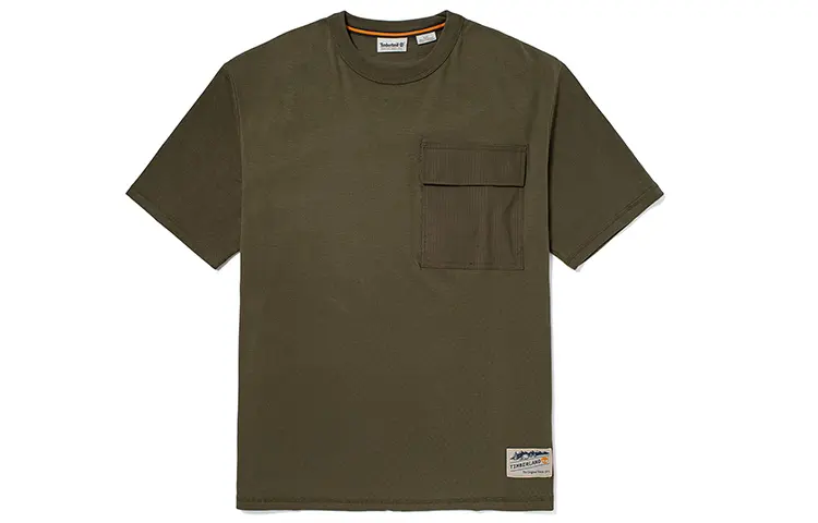 Timberland T Shirts Men's Army Green Crew Neck Moderate Straight Fit